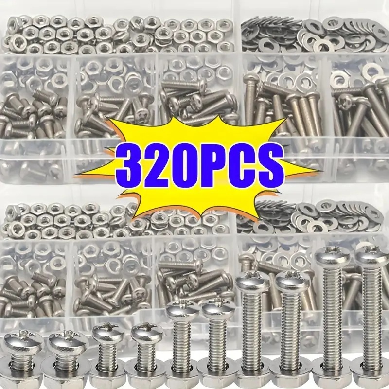 320PCS Hex Nuts & Bolts Set M2 - Furniture Hardware Nut recension och pris