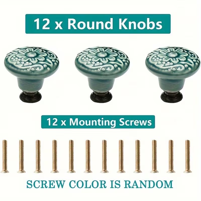 12pcs Ceramic Cabinet Knobs, F - Furniture Hardware Nut recension och pris