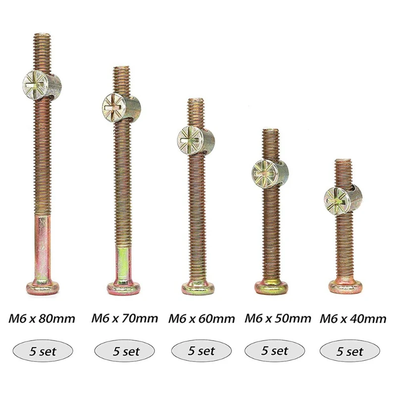 50pcs M6x40/50/60/70/80mm Crib - Furniture Hardware Barrel Nut recension och pris